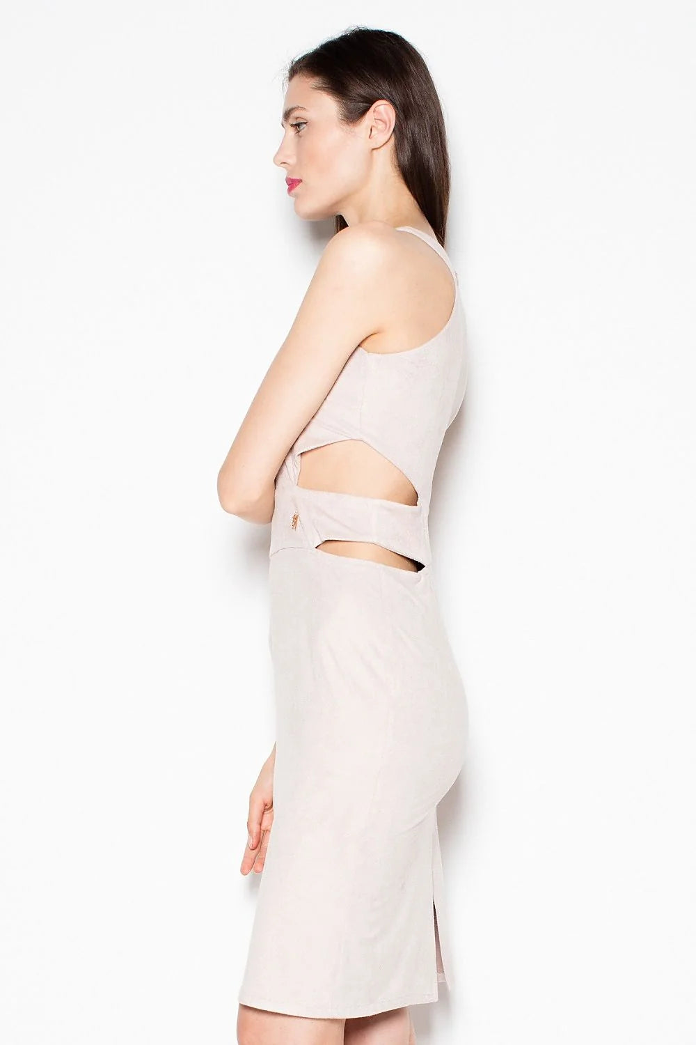 Robe élégante en suédine grise Venaton coupe ajustée moderne pour soirées et événements spéciaux