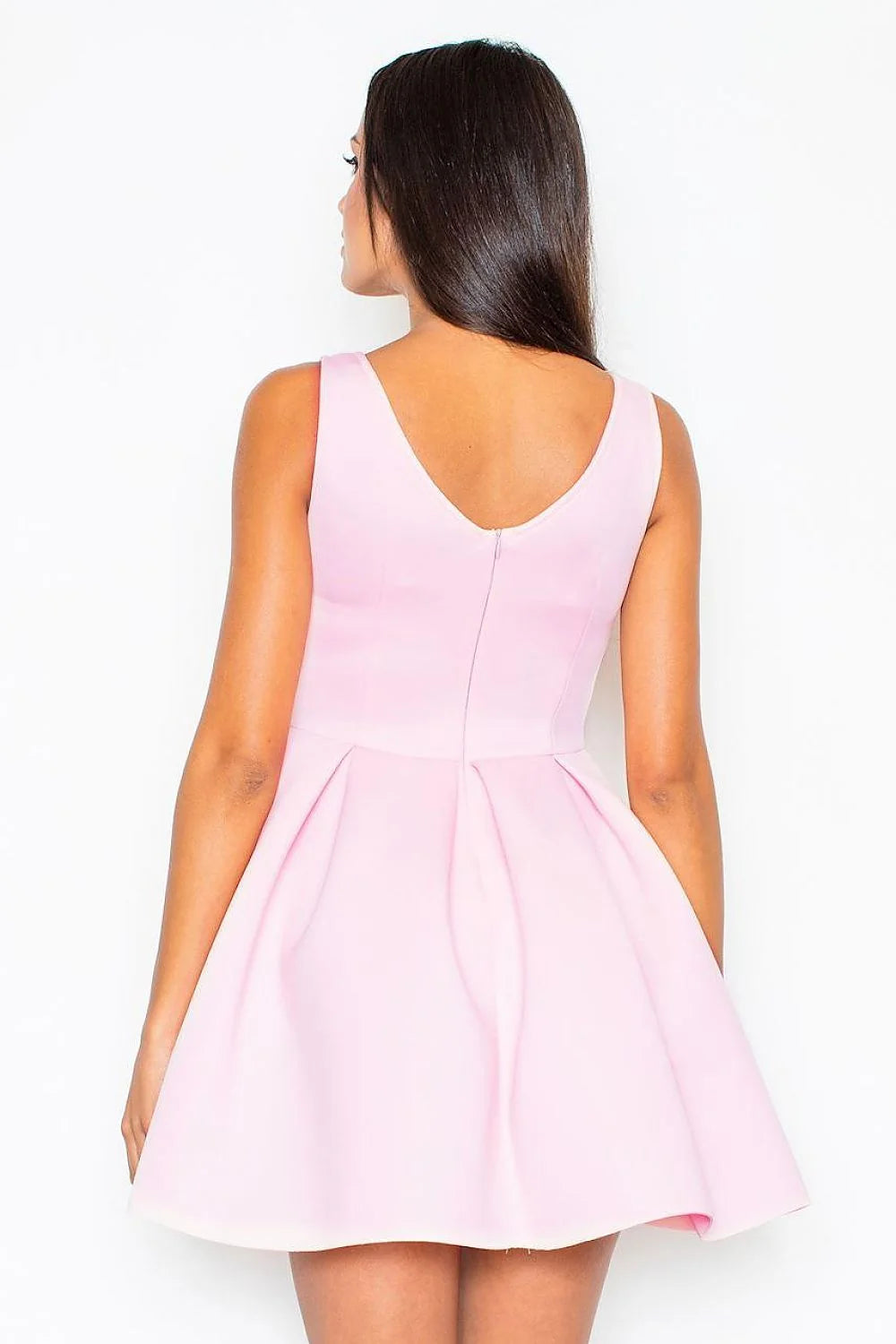 Robe élégante en tissu épais rose pâle, coupe trapèze féminine pour soirées spéciales