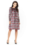 Robe élégante en velours à carreaux, manches longues, style chic pour femme moderne et active