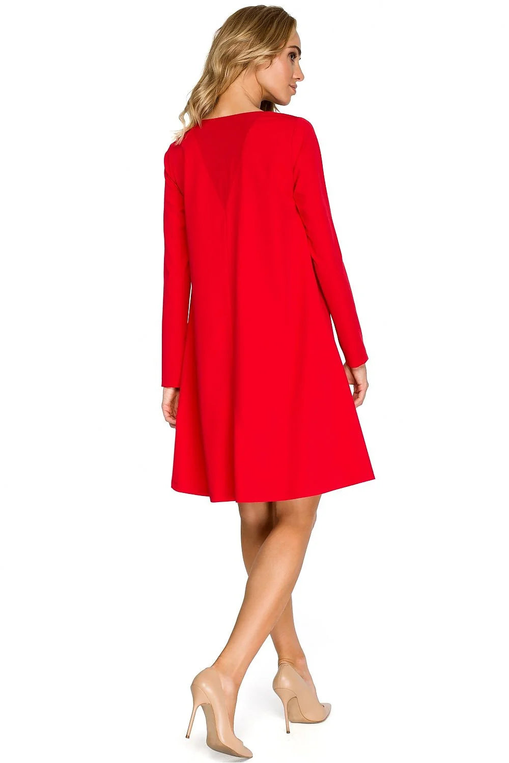 Robe élégante rouge vif en tissu uni pour occasions spéciales style classique femme moderne
