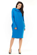 Robe en coton bleu vif casual chic confortable manches longues pour femme moderne au quotidien