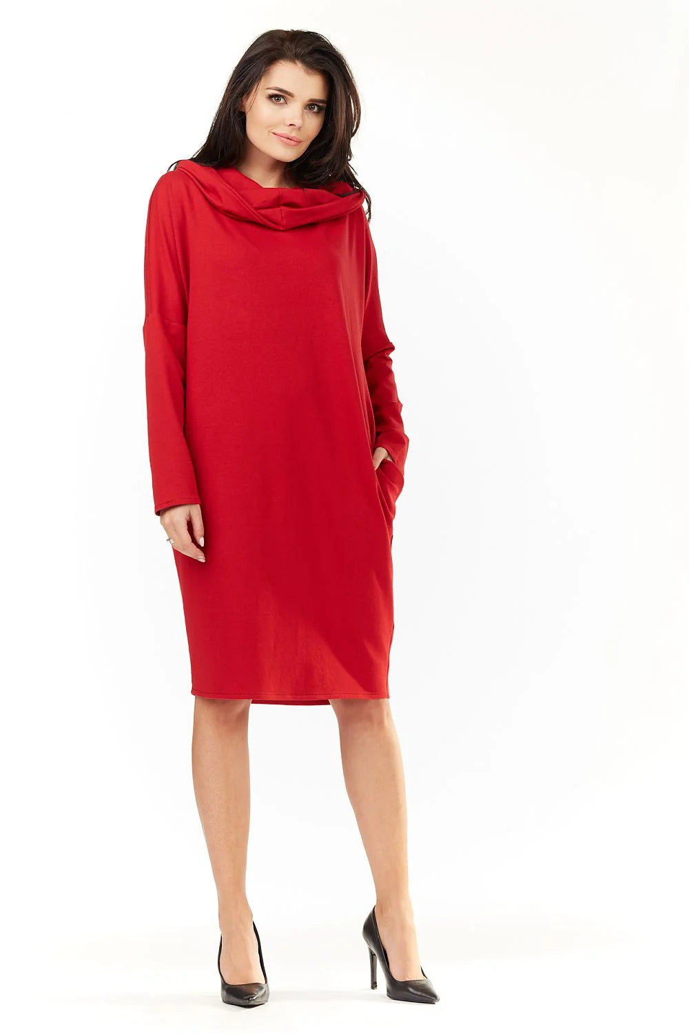 Robe en coton bleu vif casual chic confortable manches longues pour femme moderne au quotidien