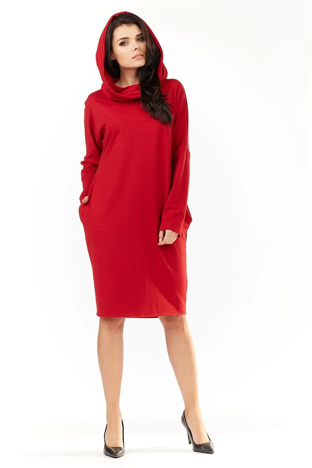 Robe en coton bleu vif casual chic confortable manches longues pour femme moderne au quotidien