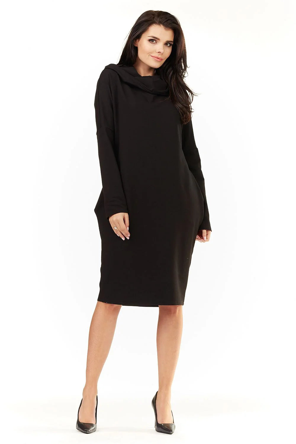 Robe en coton bleu vif casual chic confortable manches longues pour femme moderne au quotidien