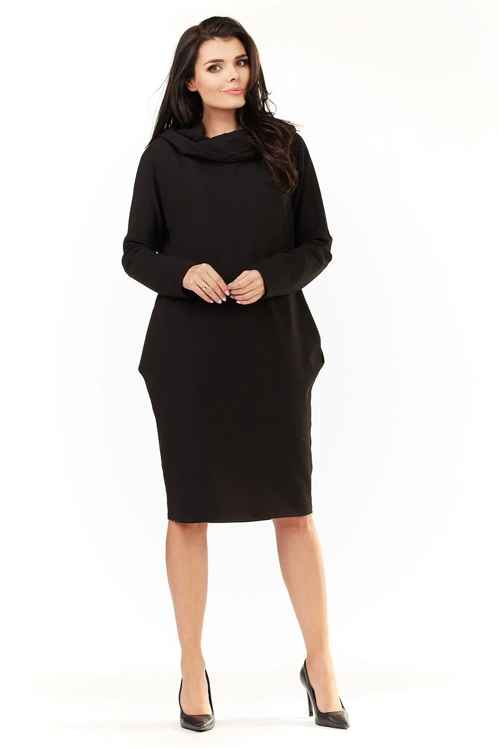 Robe en coton bleu vif casual chic confortable manches longues pour femme moderne au quotidien
