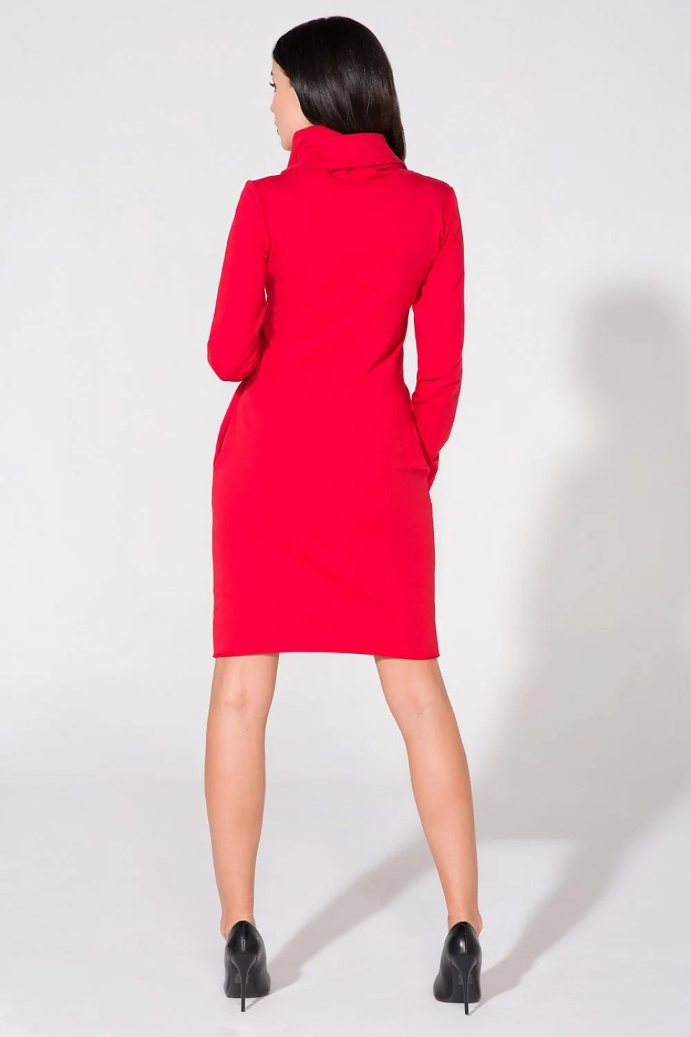 Robe en coton casual chic fluide kaki col roulé manches longues élégance quotidienne femmes modernes
