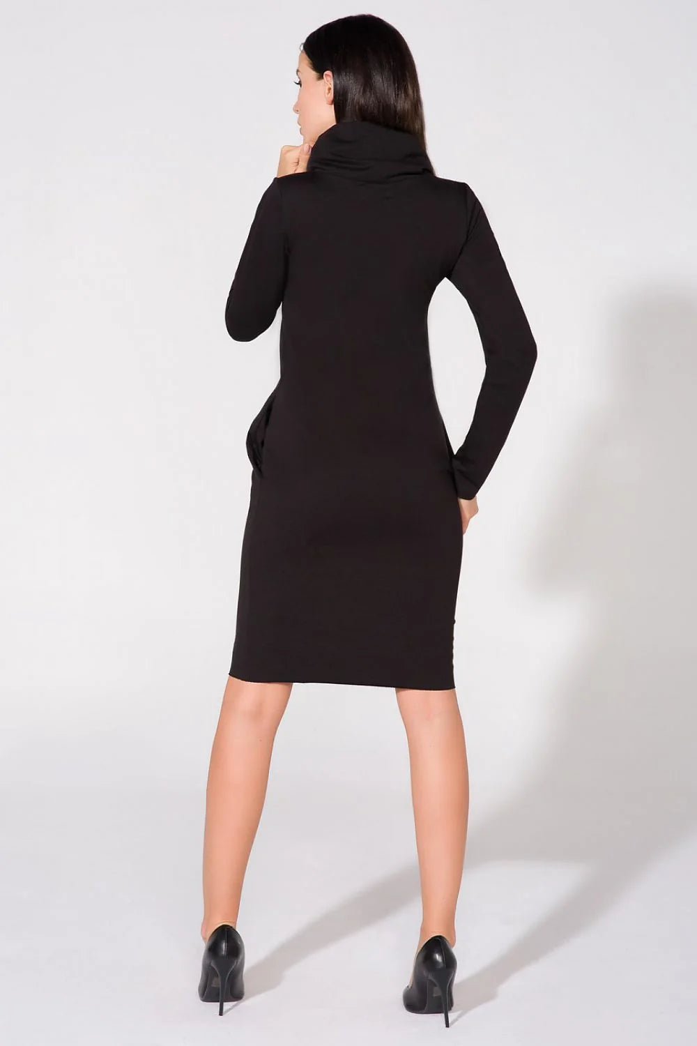 Robe en coton casual chic fluide kaki col roulé manches longues élégance quotidienne femmes modernes