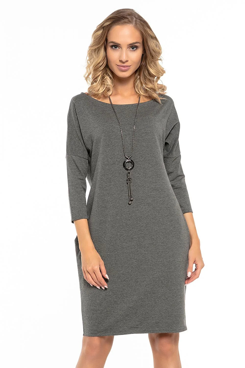 Robe en coton décontractée rose vif manches longues confortable style quotidien pour mode féminine