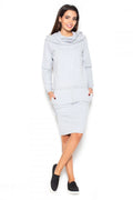 Robe en coton gris clair décontractée avec capuche et poches pour femme moderne quotidienne