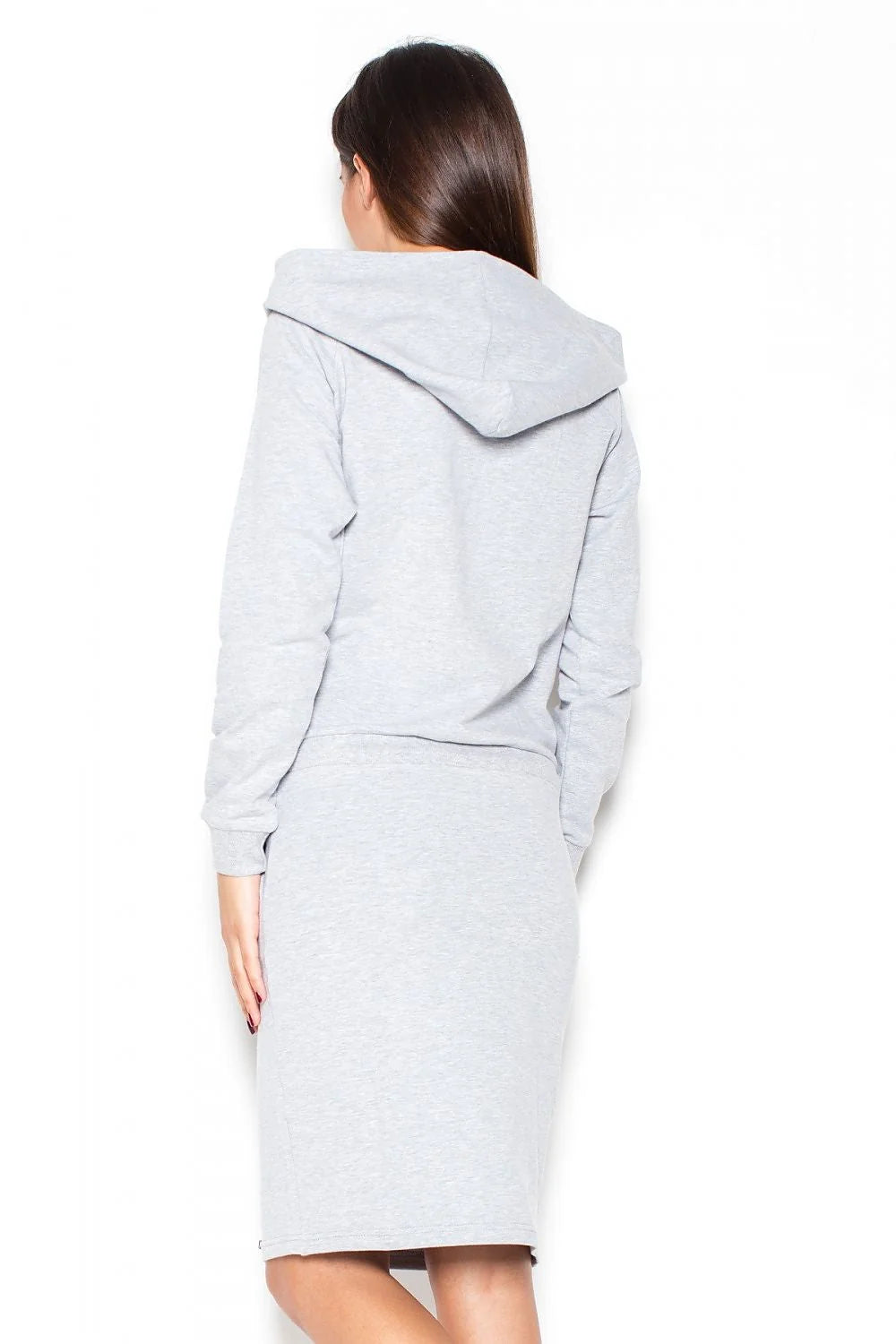 Robe en coton gris clair décontractée avec capuche et poches pour femme moderne quotidienne