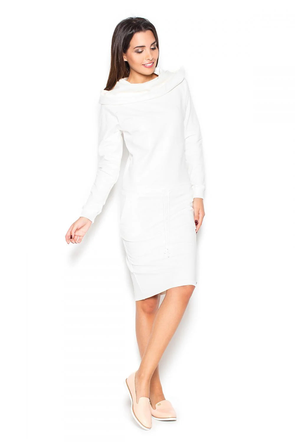 Robe en coton gris clair décontractée avec capuche et poches pour femme moderne quotidienne