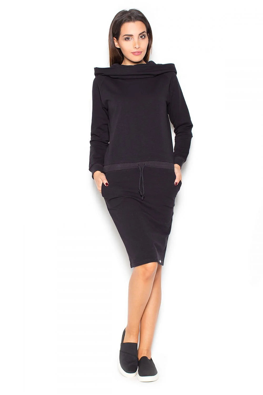 Robe en coton gris clair décontractée avec capuche et poches pour femme moderne quotidienne