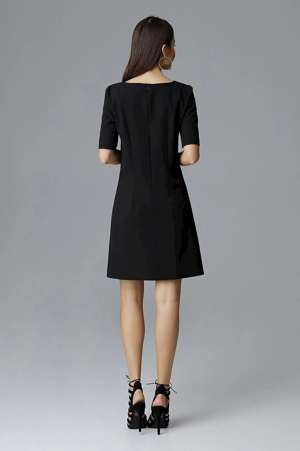 Robe en coton jaune moderne élégante à manches courtes pour femme avec découpe col chic