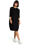 Robe en coton noir décontractée et élégante pour un confort quotidien et style moderne chic