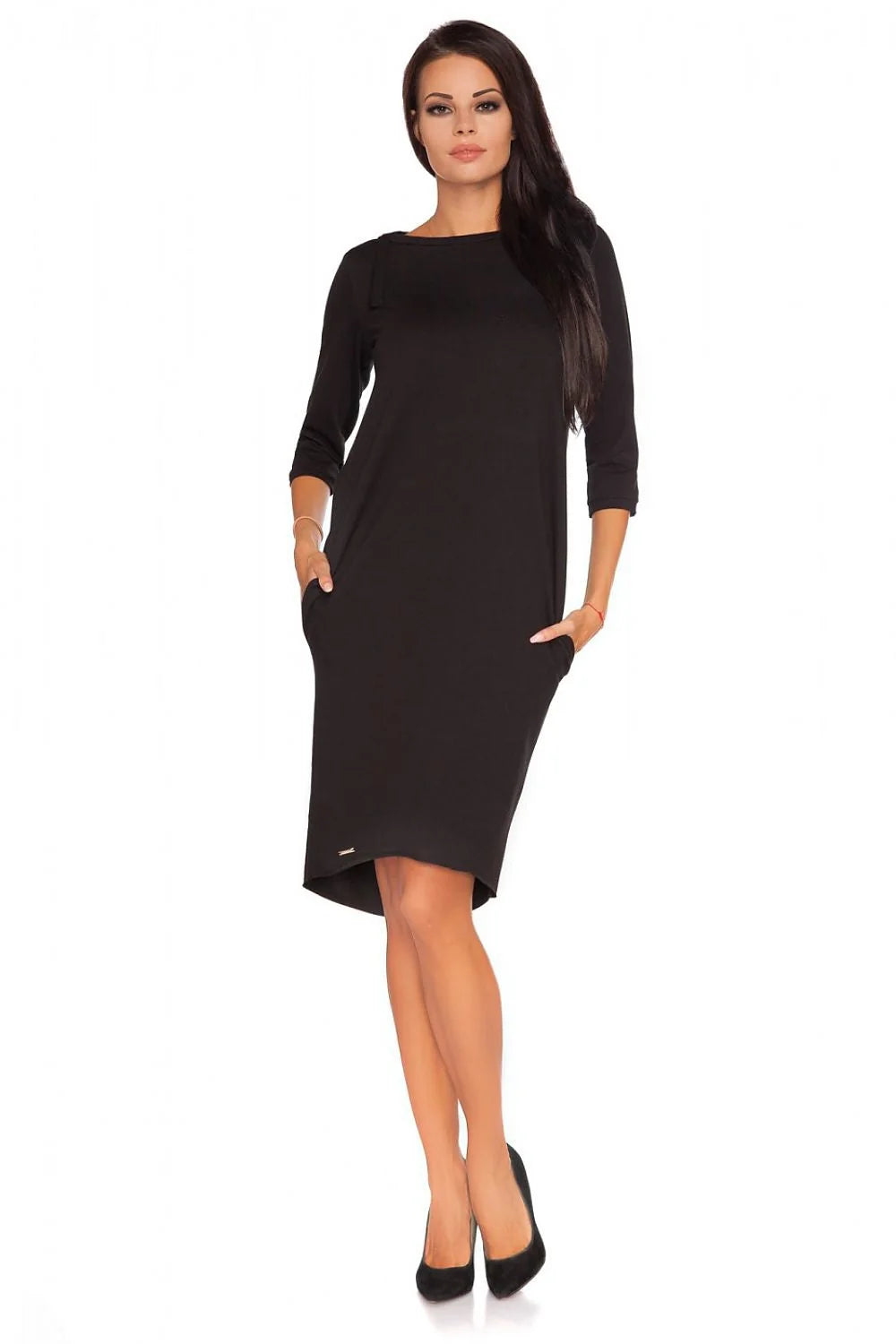 Robe en coton rouge vif décontractée élégante manches trois-quarts asymétrique pour femmes modernes et actives