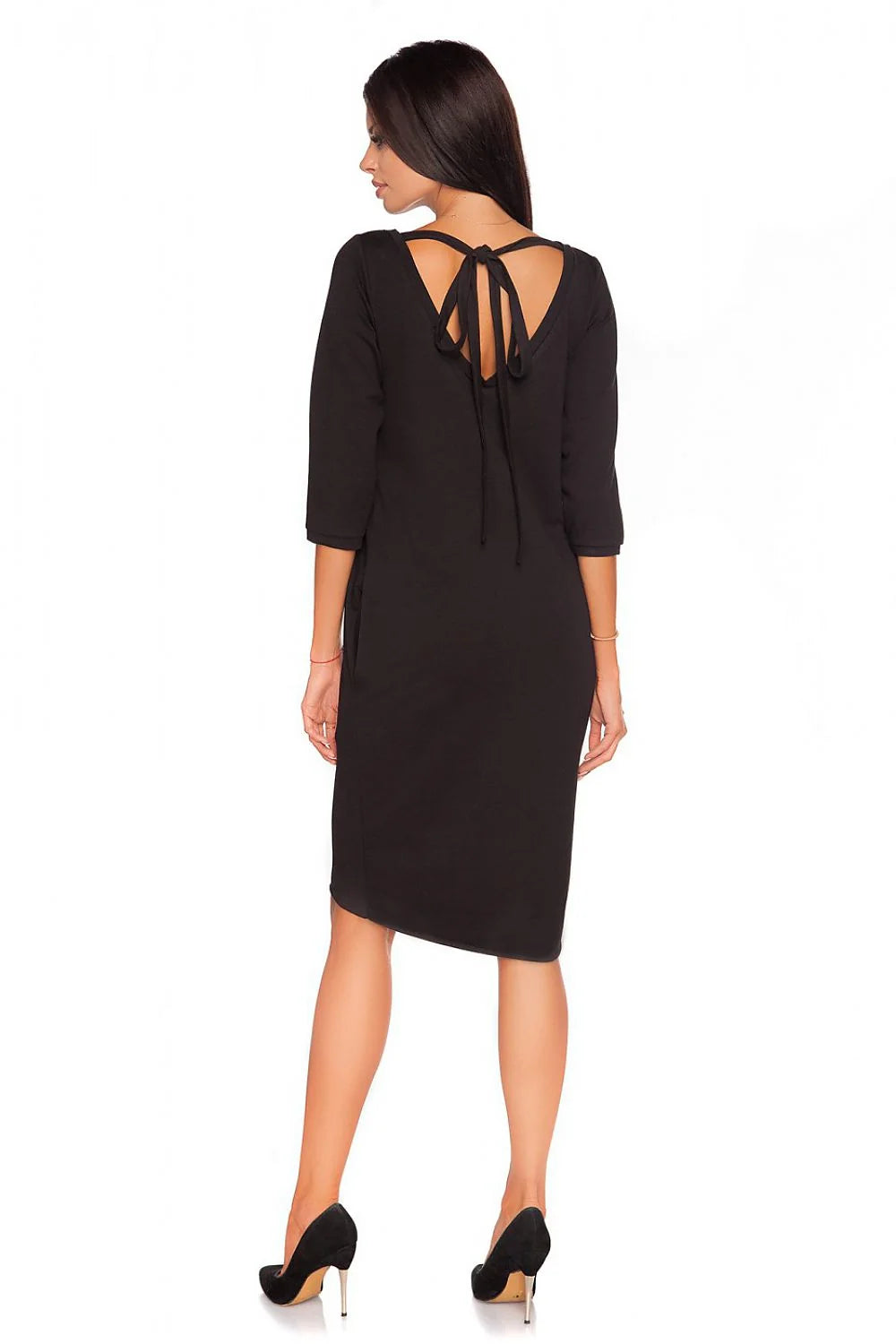 Robe en coton rouge vif décontractée élégante manches trois-quarts asymétrique pour femmes modernes et actives