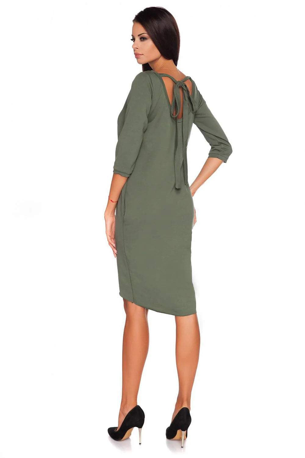 Robe en coton rouge vif décontractée élégante manches trois-quarts asymétrique pour femmes modernes et actives