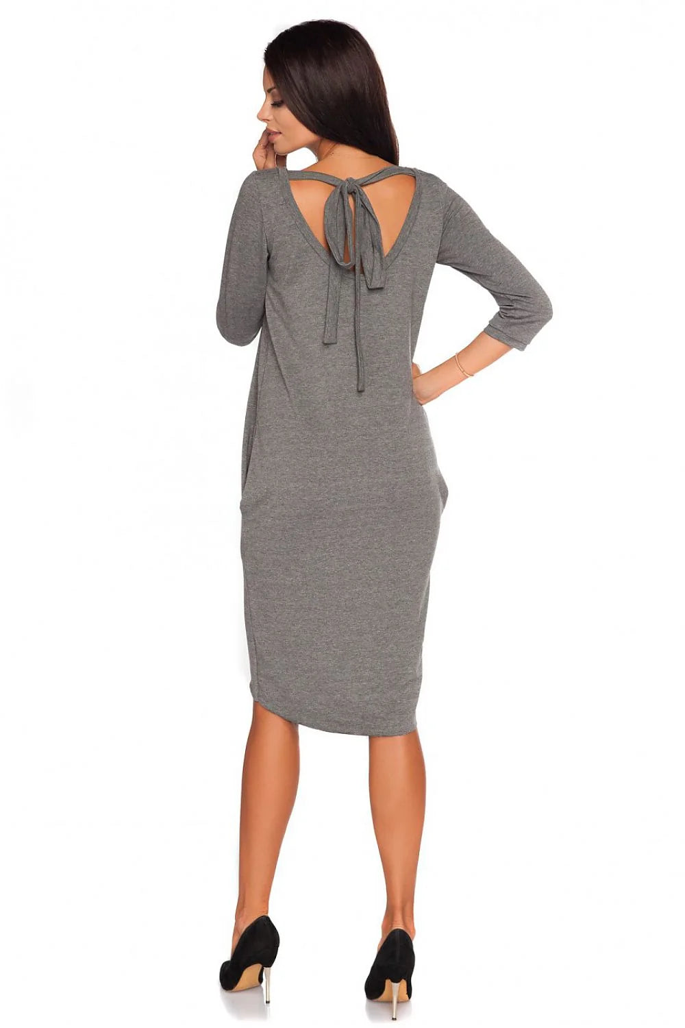 Robe en coton rouge vif décontractée élégante manches trois-quarts asymétrique pour femmes modernes et actives