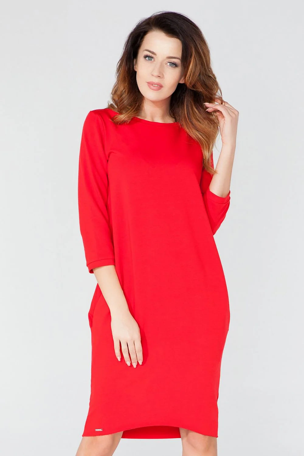 Robe en Jersey Décontractée et Confortable Manches Trois-quarts Élégante Style Féminin pour Toutes Morphologies