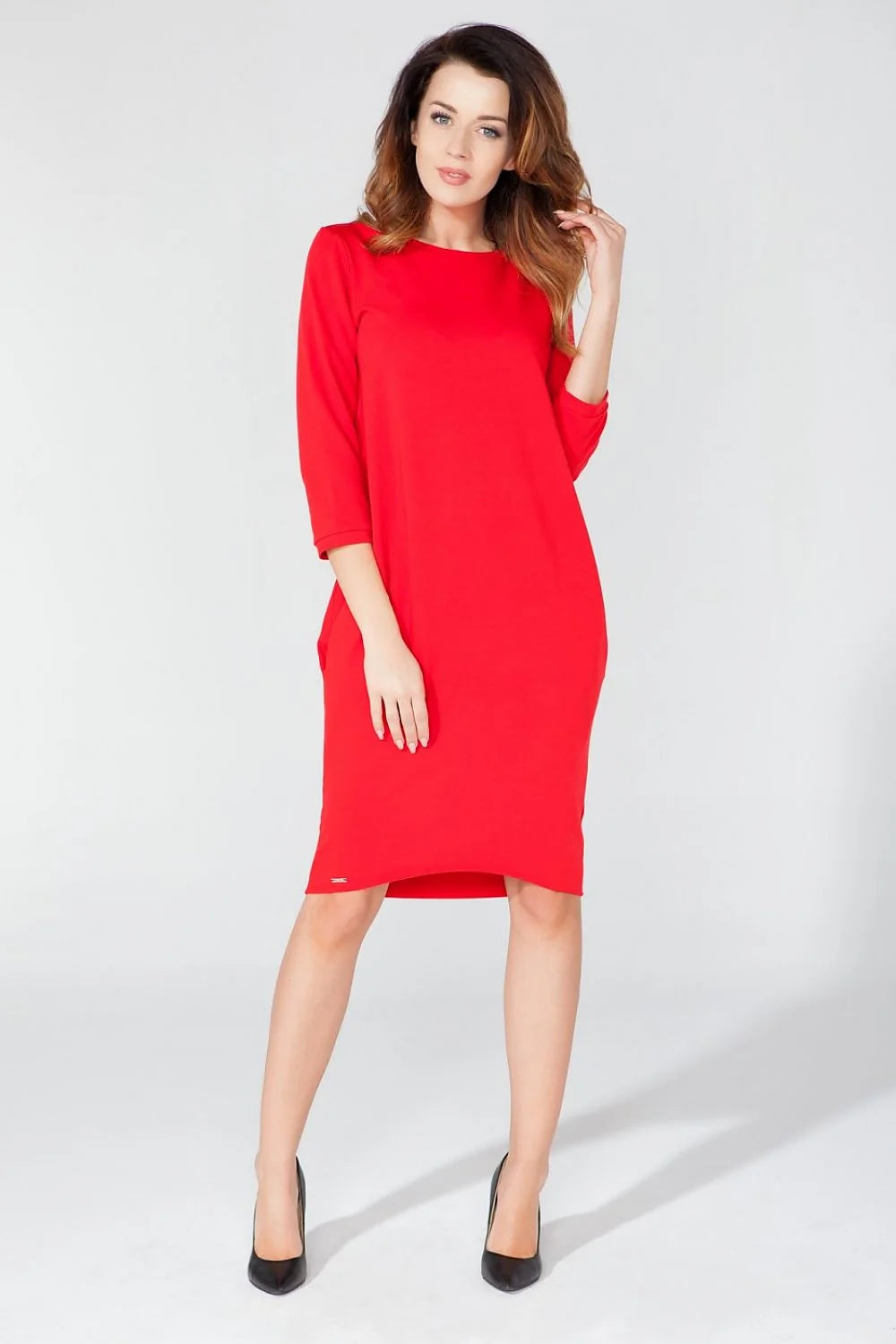 Robe en Jersey Décontractée et Confortable Manches Trois-quarts Élégante Style Féminin pour Toutes Morphologies