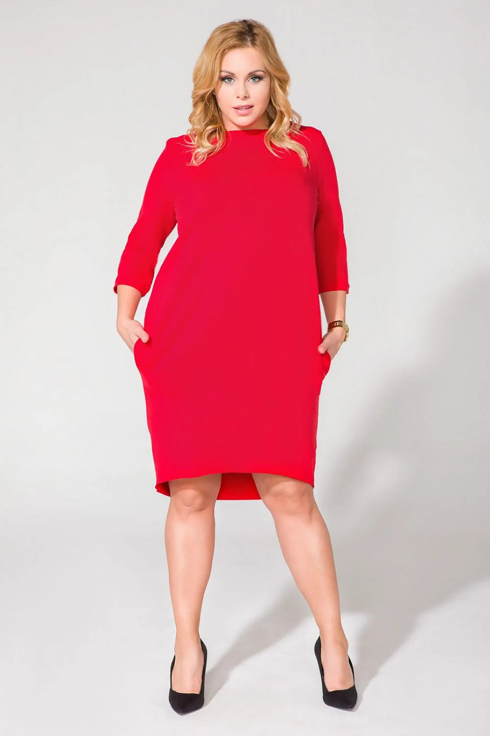 Robe en Jersey Décontractée et Confortable Manches Trois-quarts Élégante Style Féminin pour Toutes Morphologies