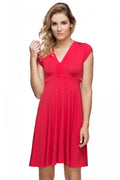 Robe évasée en coton rouge vif chic décontractée col V confort pour soirées estivales