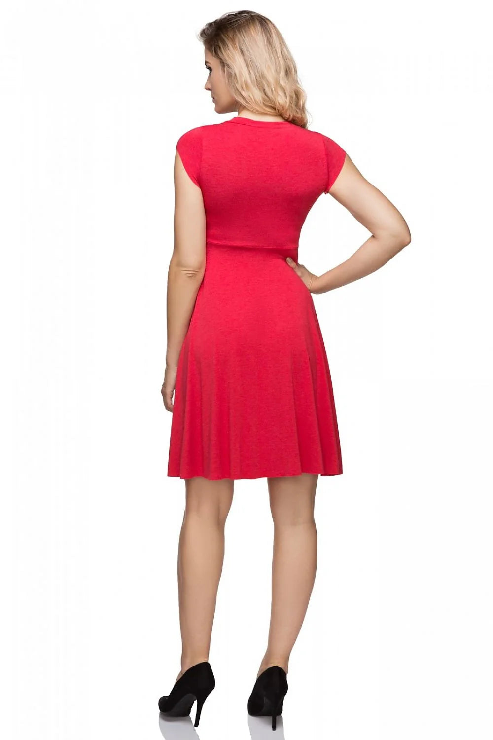 Robe évasée en coton rouge vif chic décontractée col V confort pour soirées estivales