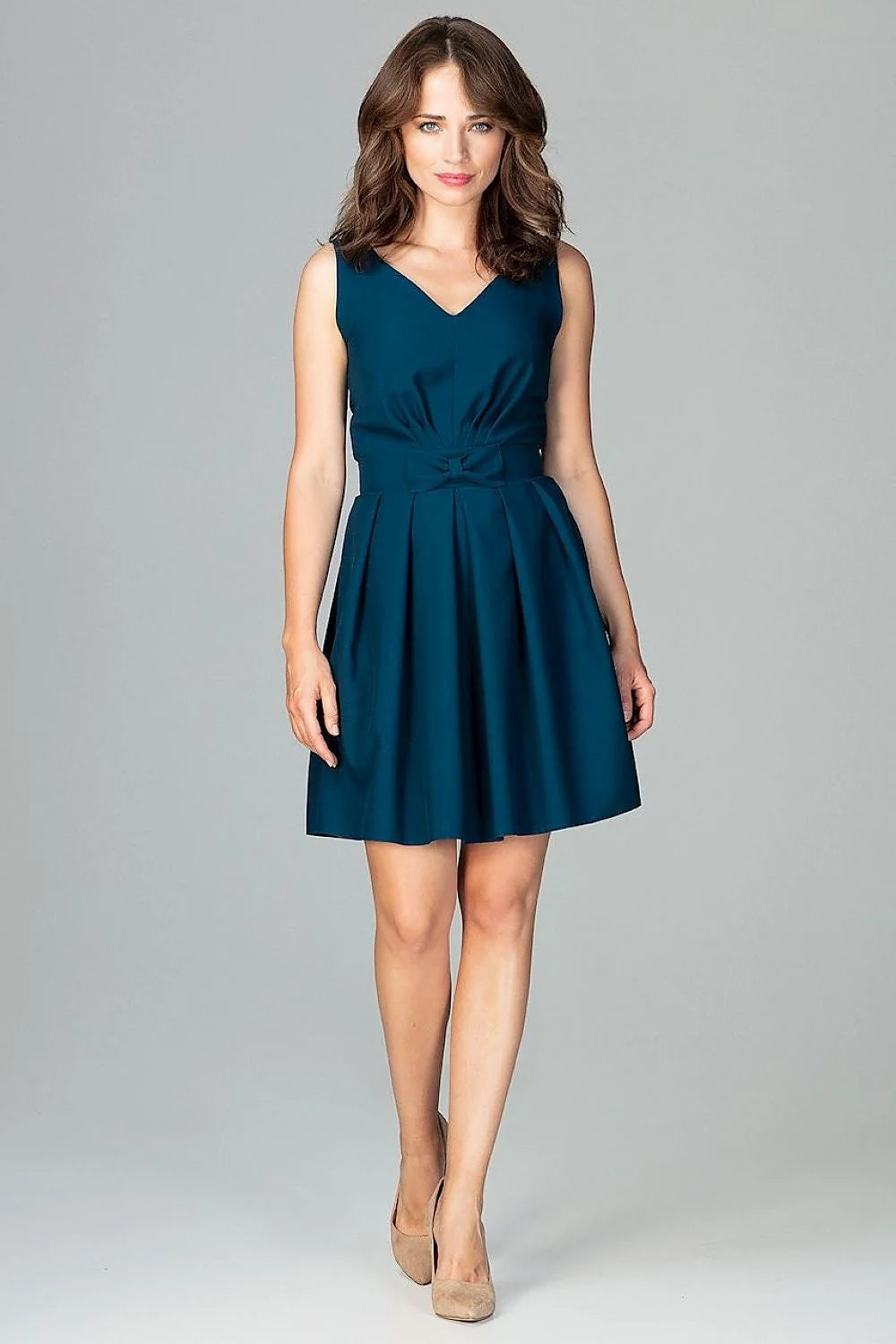 Robe évasée en polyester bleu canard chic élégante pour soirées et événements formels femmes