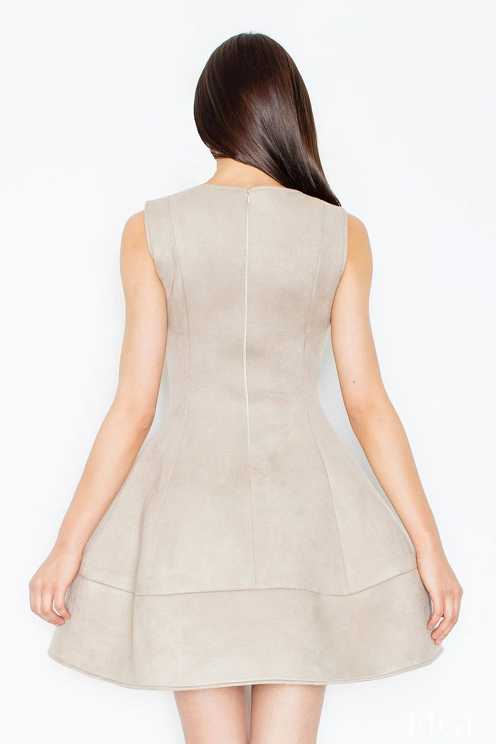 Robe évasée velours kaki élégante sans manches pour looks modernes mode féminine tendance actuelle