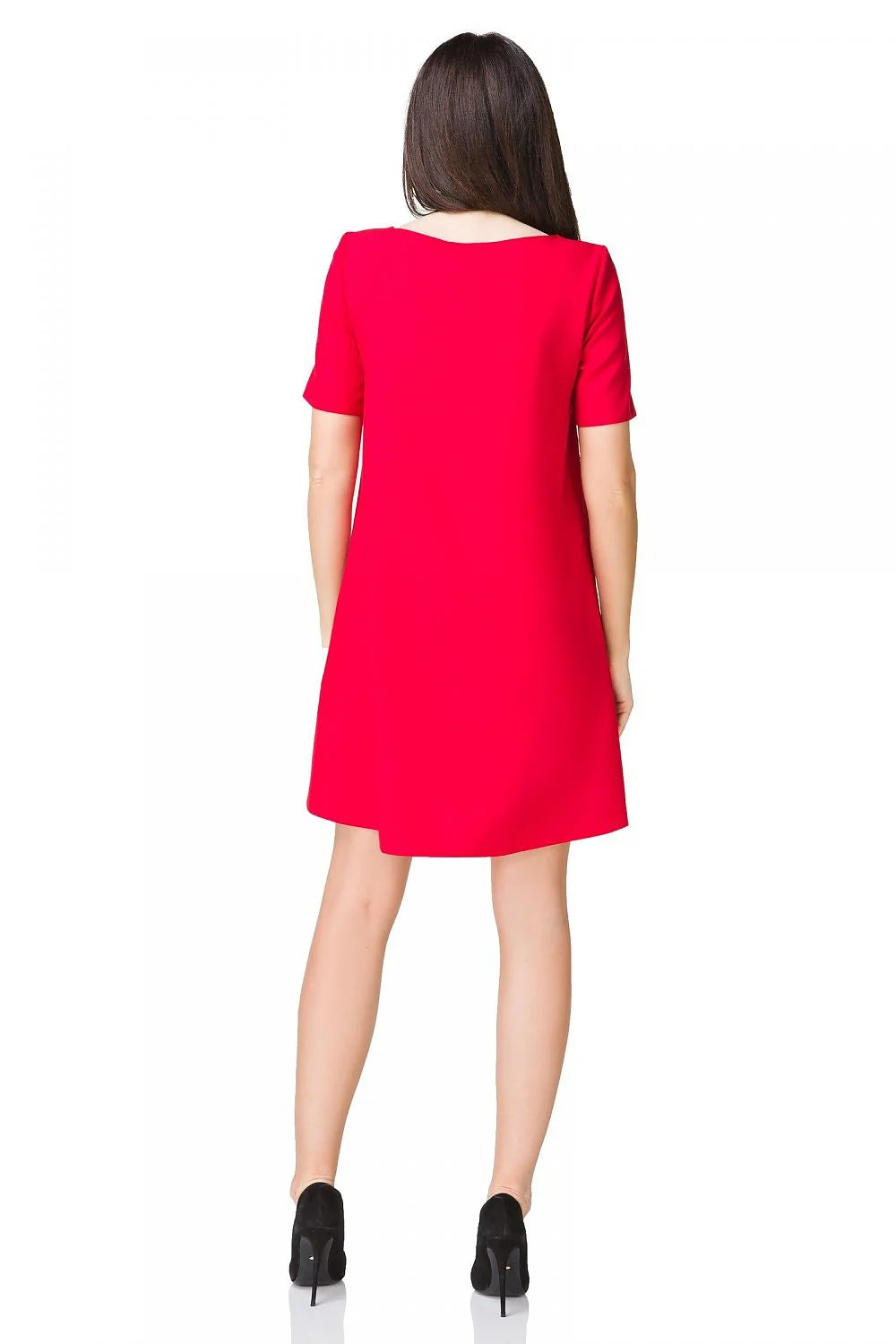 Robe fluide en tissu léger style casual rouge vif manches courtes pour tenues estivales élégantes