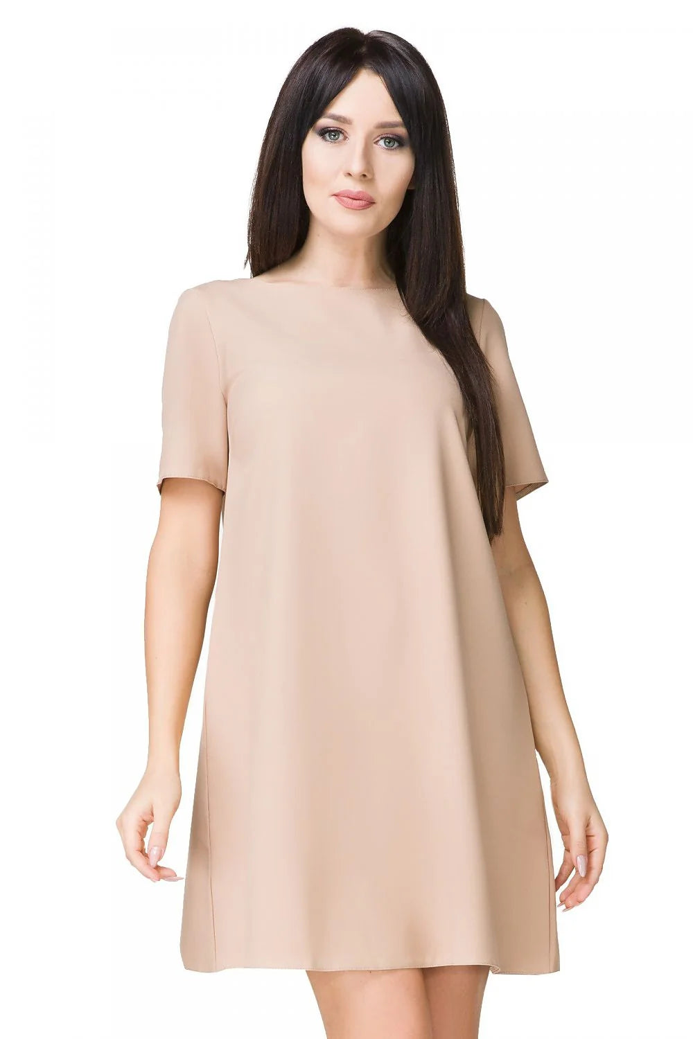 Robe fluide en tissu léger style casual rouge vif manches courtes pour tenues estivales élégantes