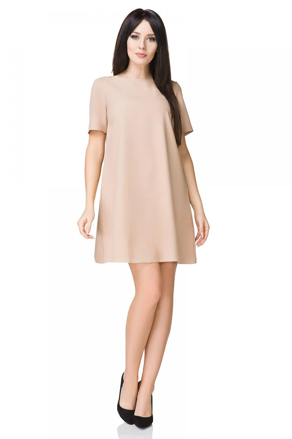 Robe fluide en tissu léger style casual rouge vif manches courtes pour tenues estivales élégantes