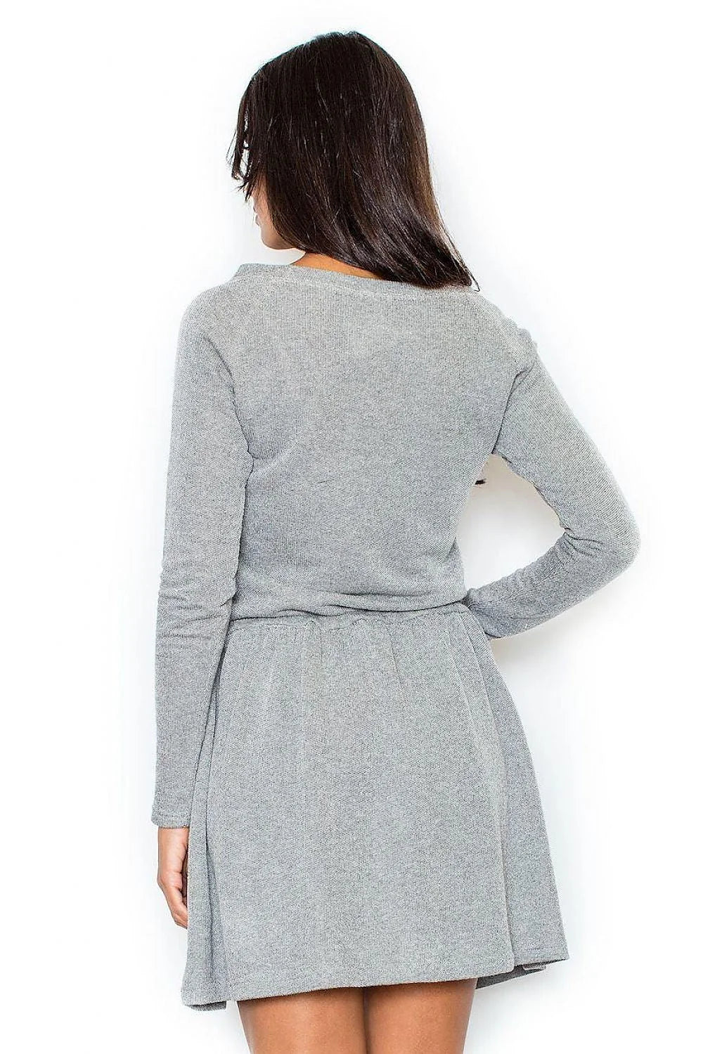 Robe grise coton décontractée, élégante et confortable, manches longues, idéale pour le quotidien moderne