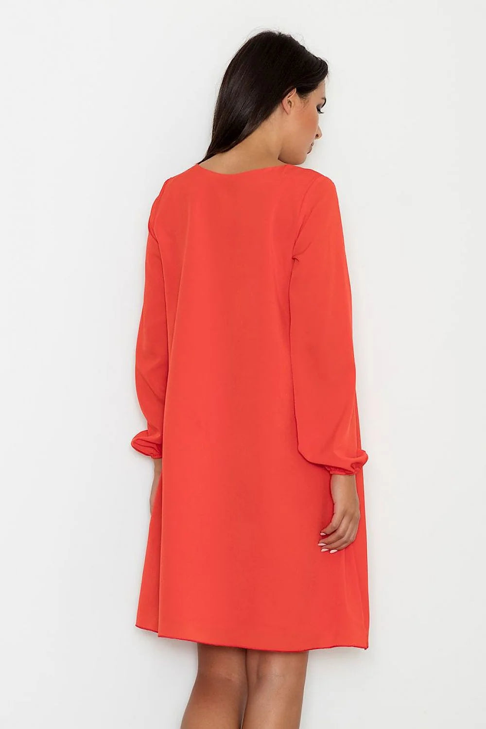 Robe jaune polyester chic décontractée manches longues décolleté en V idéale pour l'été
