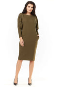 Robe kaki coton décontractée élégante manches longues poches pour femmes chic confort quotidien tendance
