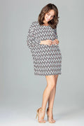 Robe légère moderne motif géométrique zigzag manches longues pour élégance quotidienne femmes tendance et confort