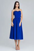 Robe mi-longue en polyester élégante bleu roi sans bretelles chic pour soirée spéciale femmes