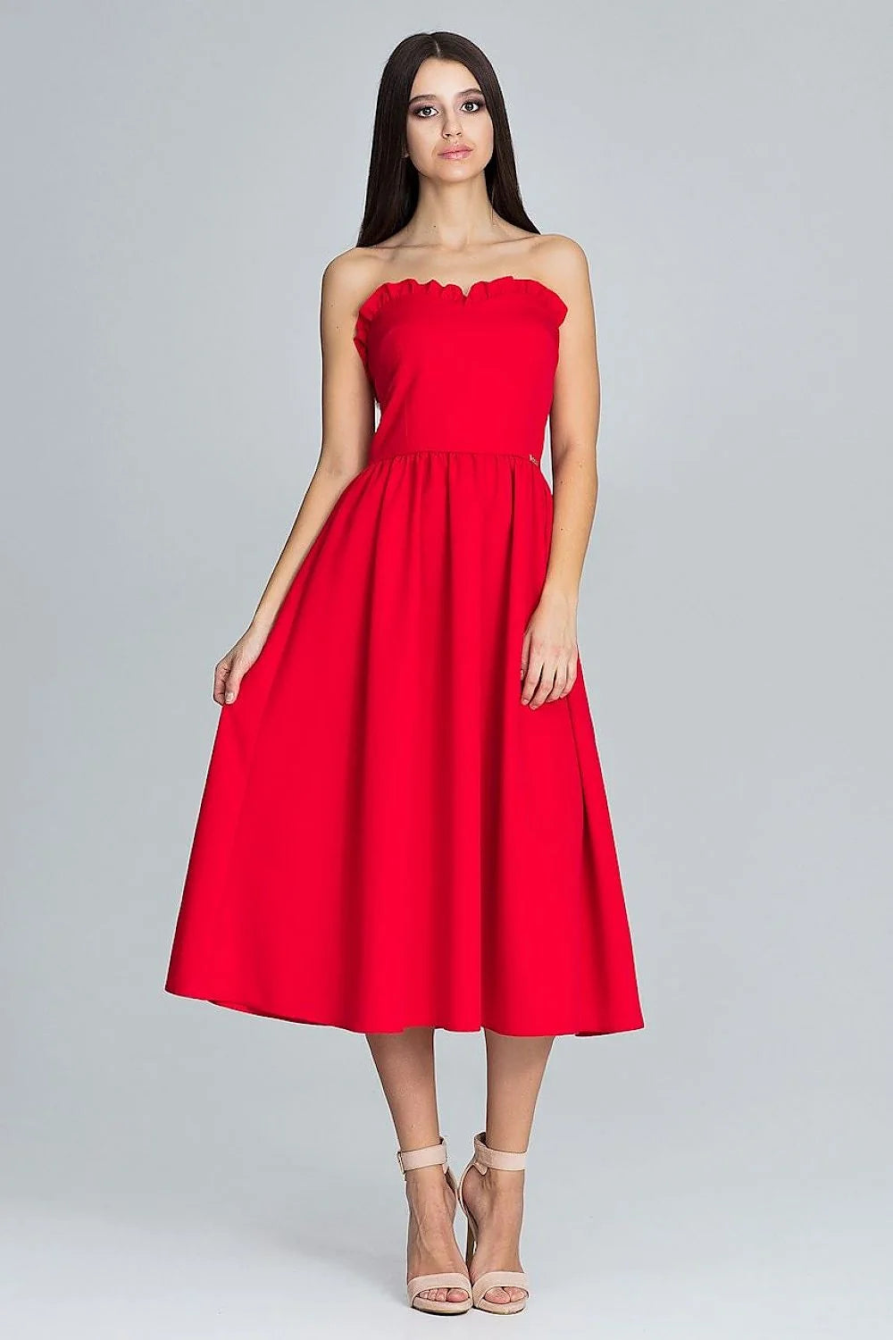 Robe mi-longue en polyester élégante bleu roi sans bretelles chic pour soirée spéciale femmes