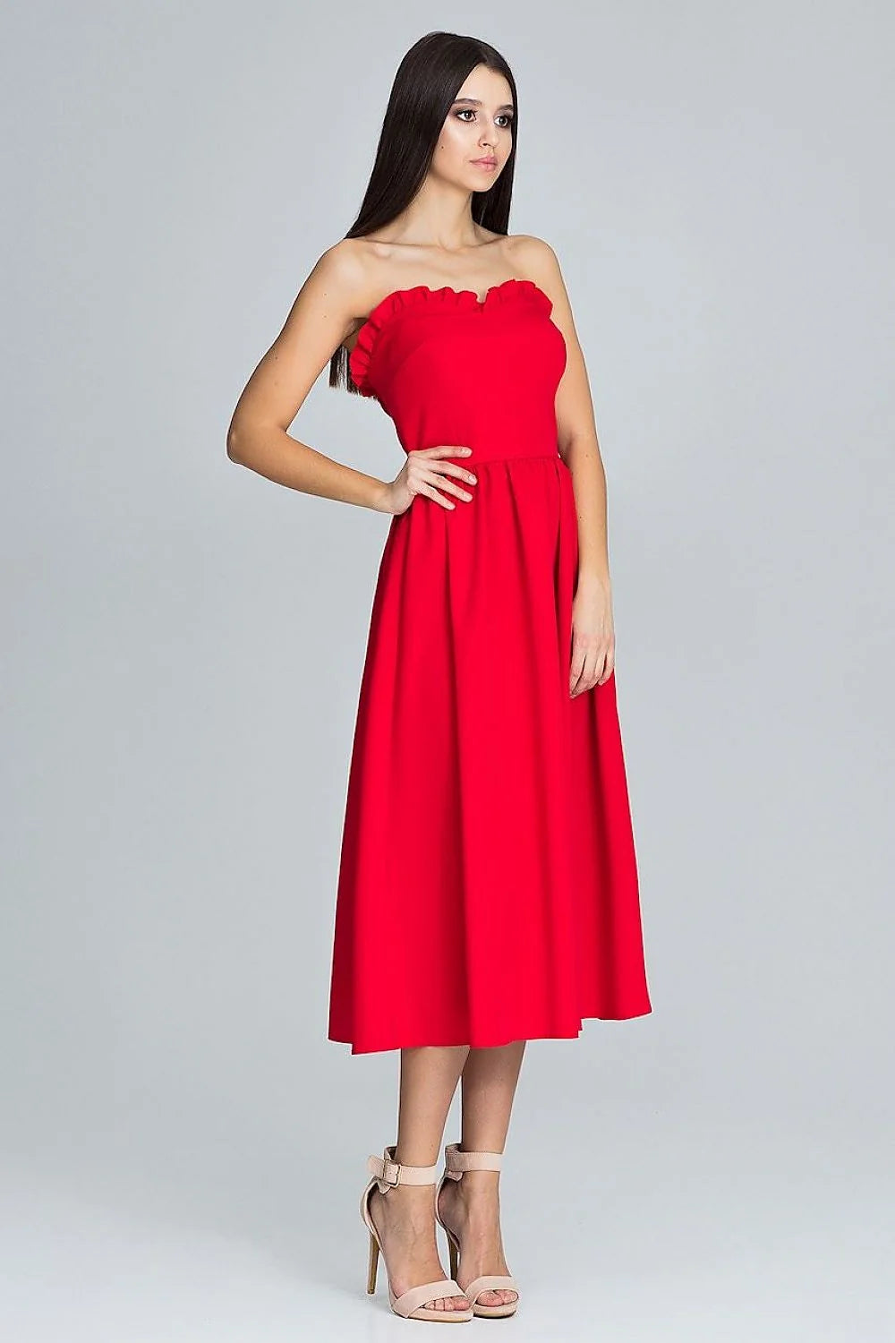 Robe mi-longue en polyester élégante bleu roi sans bretelles chic pour soirée spéciale femmes