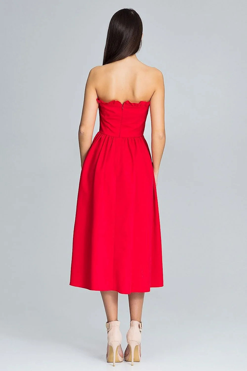 Robe mi-longue en polyester élégante bleu roi sans bretelles chic pour soirée spéciale femmes