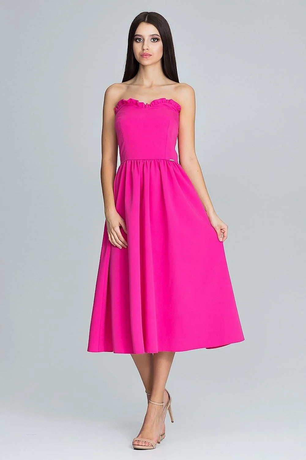 Robe mi-longue en polyester élégante bleu roi sans bretelles chic pour soirée spéciale femmes