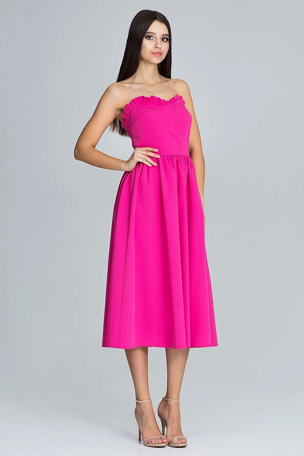 Robe mi-longue en polyester élégante bleu roi sans bretelles chic pour soirée spéciale femmes