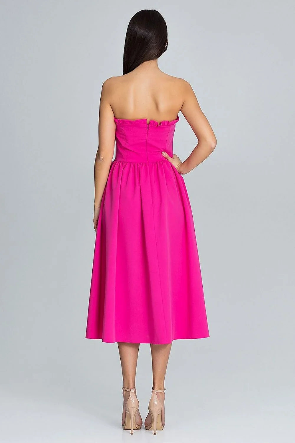 Robe mi-longue en polyester élégante bleu roi sans bretelles chic pour soirée spéciale femmes