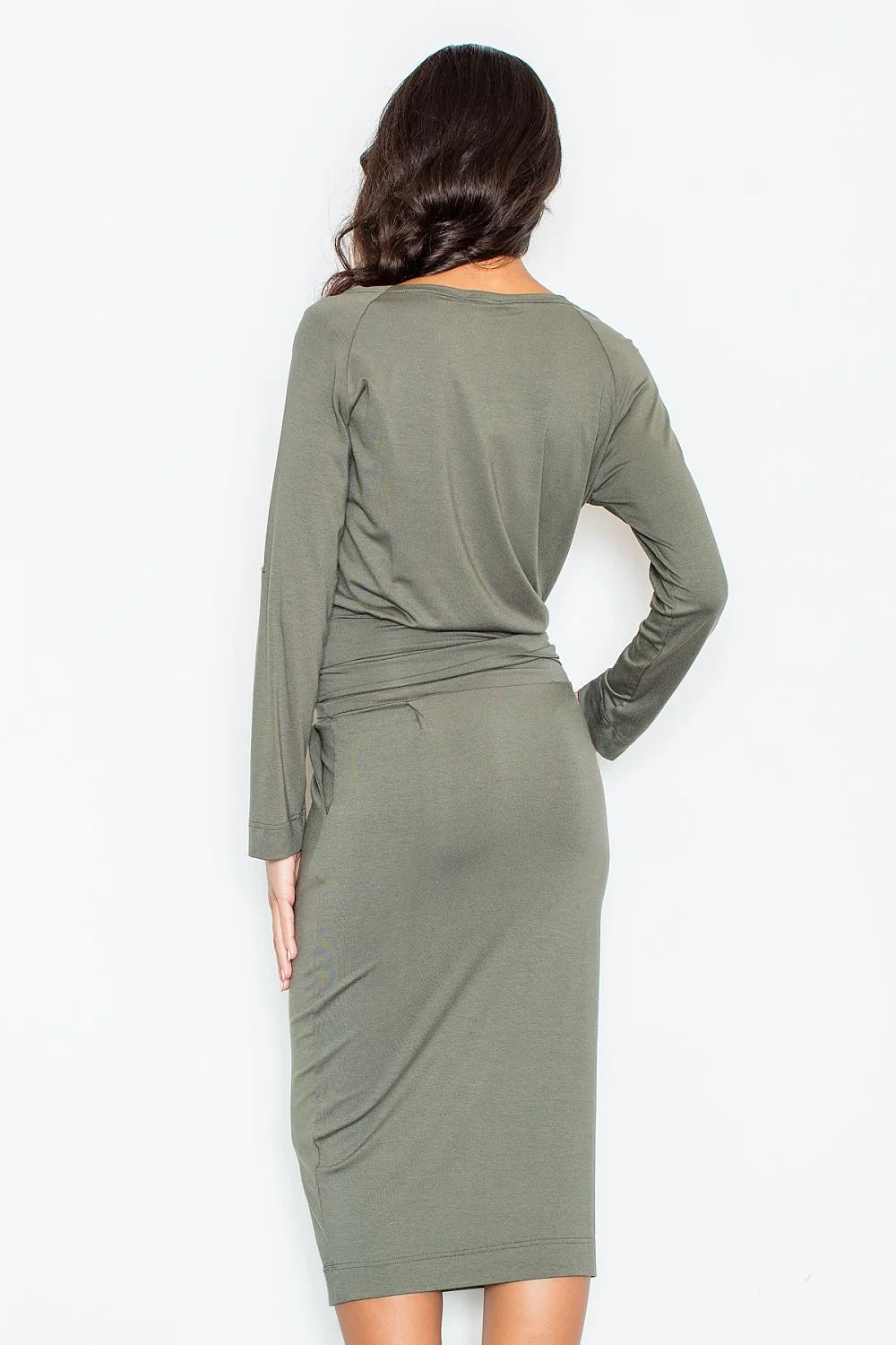 Robe midi coton décontractée élégante avec ceinture manches trois-quarts pour confort quotidien femme moderne
