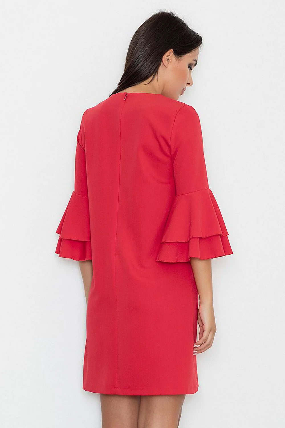 Robe noire élégante polyester manches volants coupe ample chic pour journée bureau ou soirée