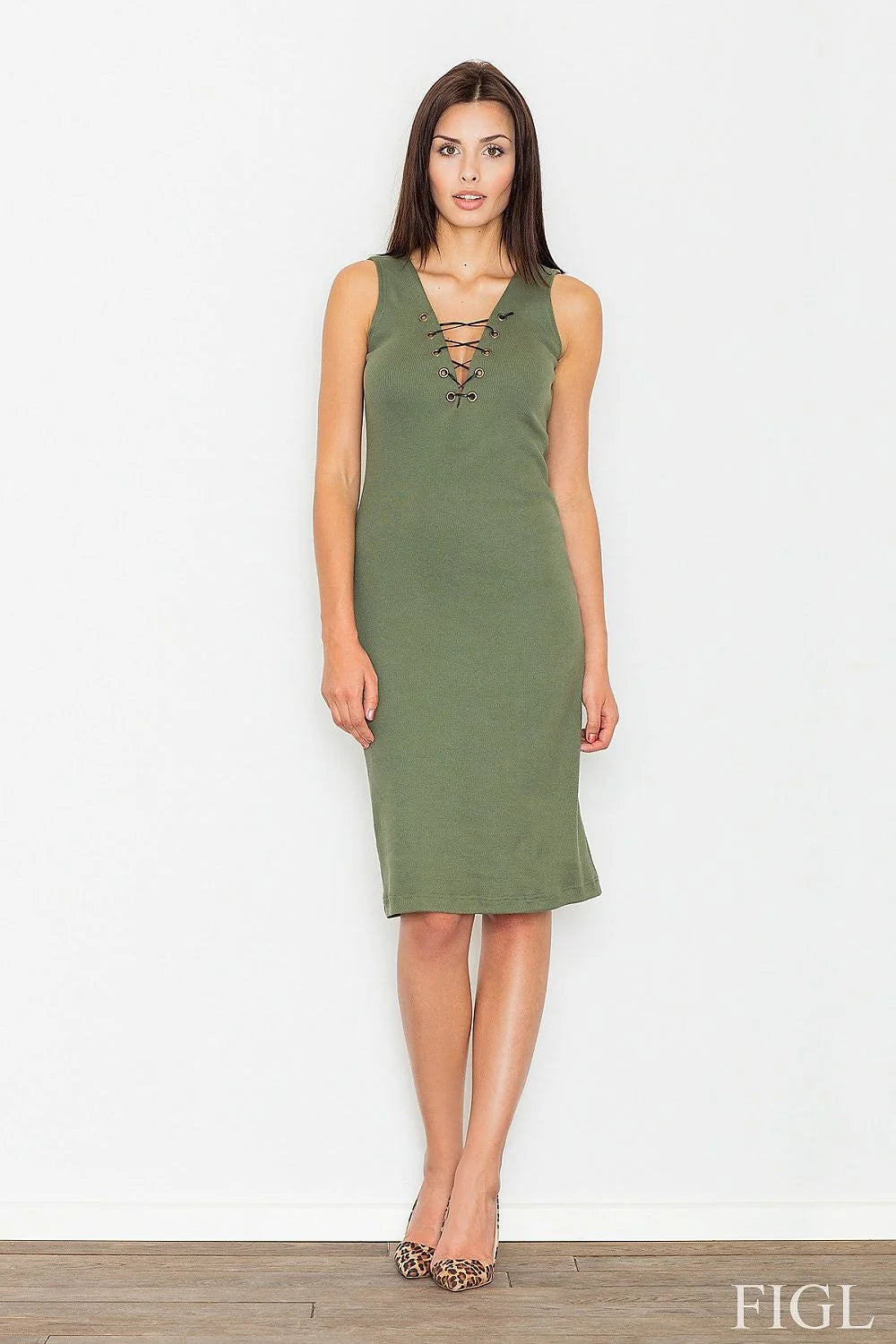 Robe rose pâle coton décontractée moderne lacée élégante confortable mode féminine quotidienne tendance