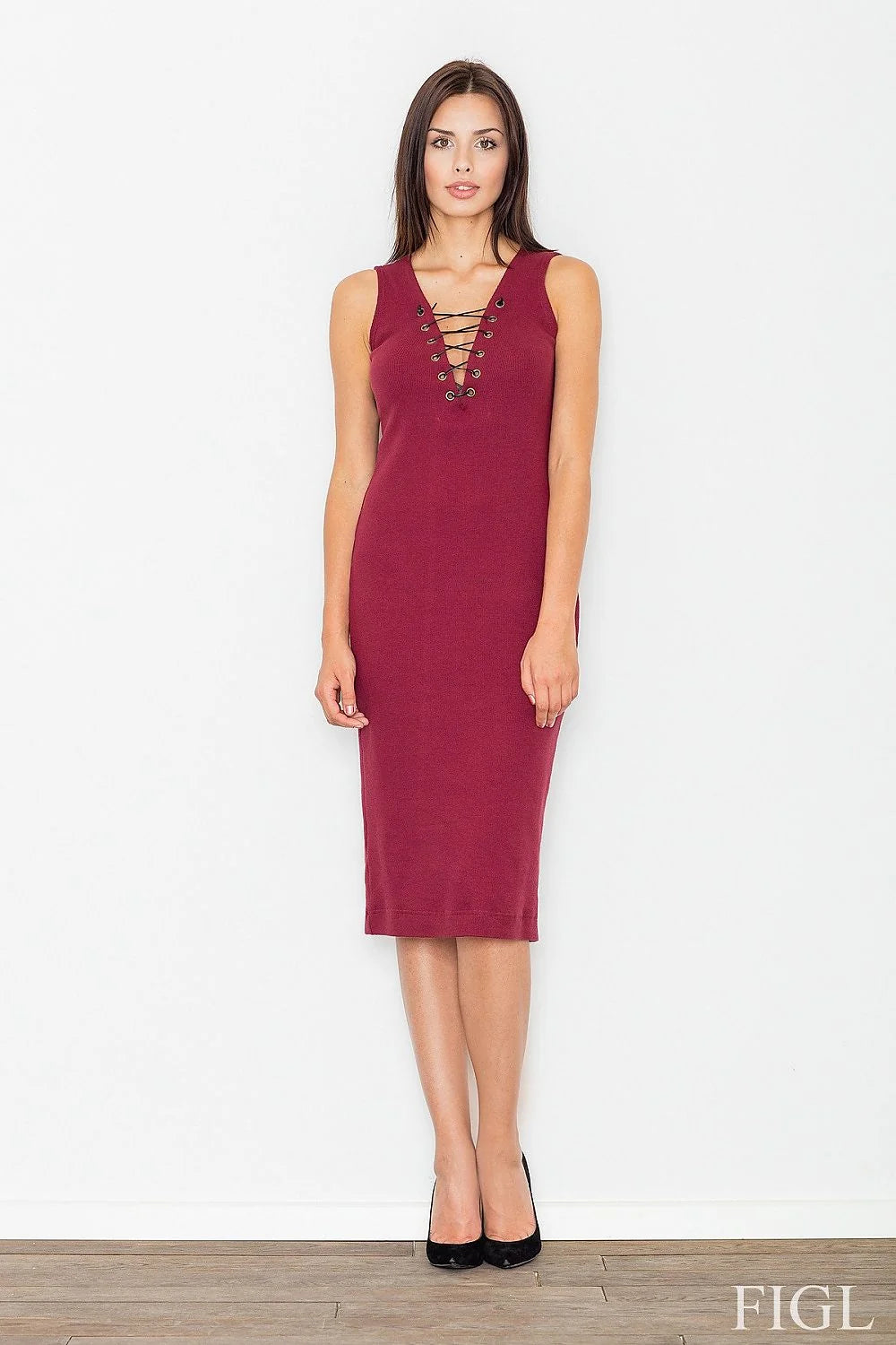 Robe rose pâle coton décontractée moderne lacée élégante confortable mode féminine quotidienne tendance