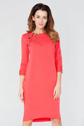 Robe rouge en coton décontractée confortable avec nœud et carreaux idéale pour sorties en ville
