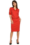 Robe rouge en jersey chic et élégante avec col en V pour femme moderne fashion