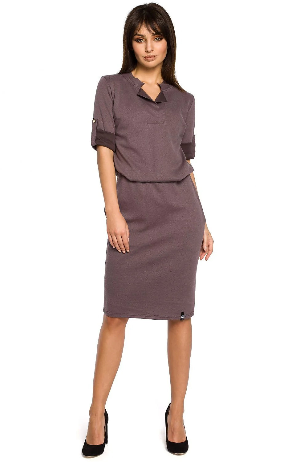 Robe rouge en jersey chic et élégante avec col en V pour femme moderne fashion